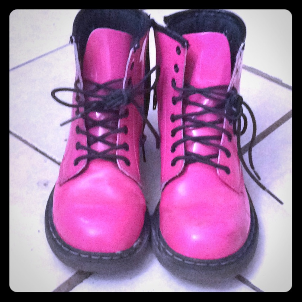 Pink rain boots